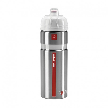 Bidon Elite Syssa Race 750ml, argent brillant, acier inoxydable