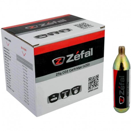 COFFRET 20 CARTOUCHES ZEFAL CO2 AIR 25 g AVEC FILET