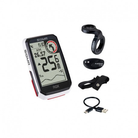 KIT CICLOCOMPUT.GPS SIGMA ROX 4.0 HR 30 FUNC.BLANC