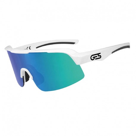 LUNETTES DE SOLEIL GES OMEGA LENTILLE BLEUE/MONTURE BLANCHE