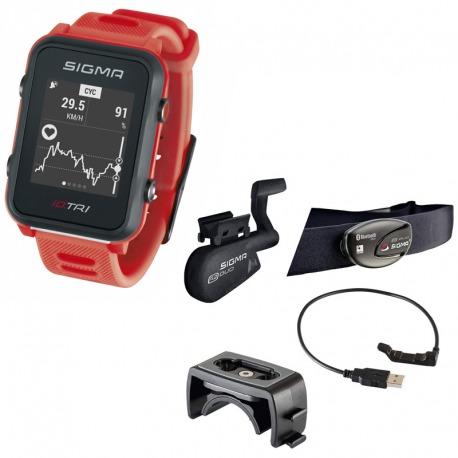 KIT MONTRE GPS SIGMA iD.TRI ROUGE NÉON