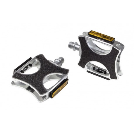 Pédale en aluminium Ergotec EP-Urban Series argent, 9/16", avec réflecteurs