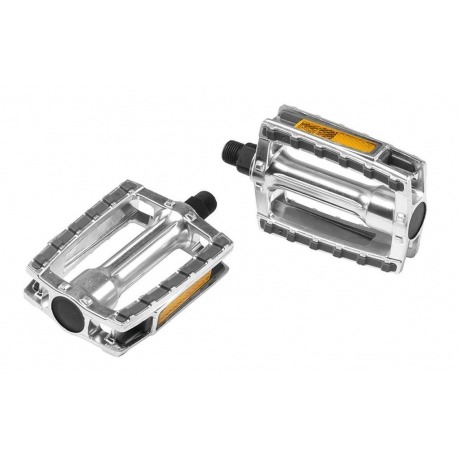 Pédale-aluminium Ergotec 658 XXL argent/gris, 9/16", avec réflecteurs