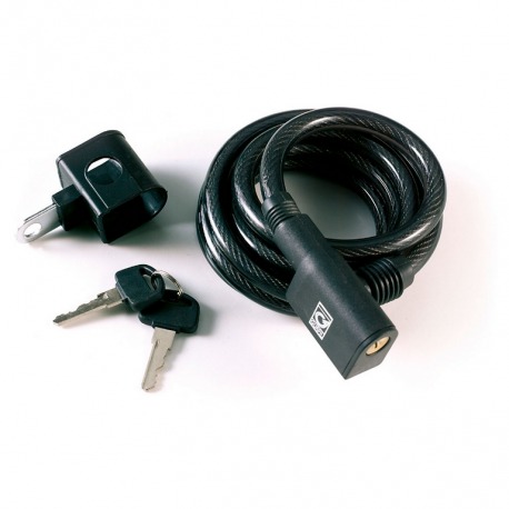 ANTIVOL A CABLE SPIRALE 10 mm - 180 cm AVEC SUPPORT