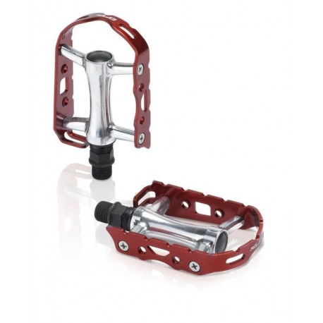 Pédale VTT XLC Ultralight V PD-M15 Alu, argent/rouge, sans catadioptre