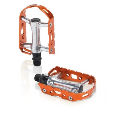 Pédale VTT XLC Ultralight V PD-M15 Alu, argent/orange, sans catadioptre