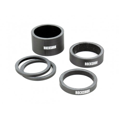 RockShox CARBON FORK SPACER kit (2.5mm x 2 5mm x 1 10mm x 1 20mm x 1) LOGO RockShox BLANC