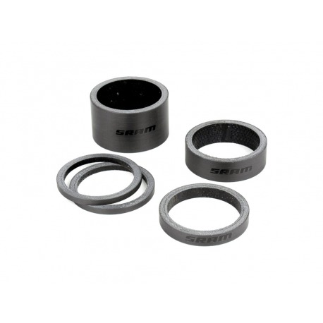 RockShox CARBON FORK SPACER kit (2.5mm x 2 5mm x 1 10mm x 1 20mm x 1) NOIR SRAM LOGO