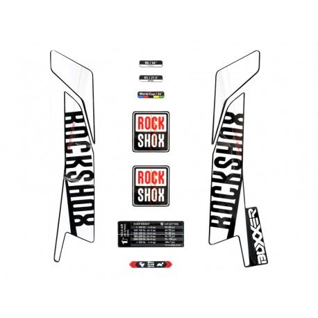 RockShox BOXXER BLANC 16 KIT D'AUTOCOLLANTS (BOT. NOIR)