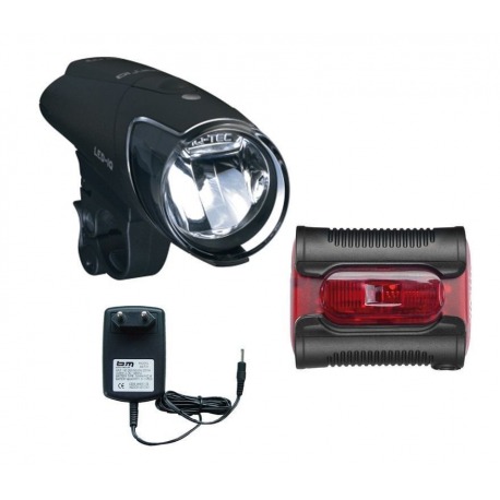 Ensemble de phares à LED à piles b&m IXON IQ Premium avec piles et chargeur + Ixback senso
