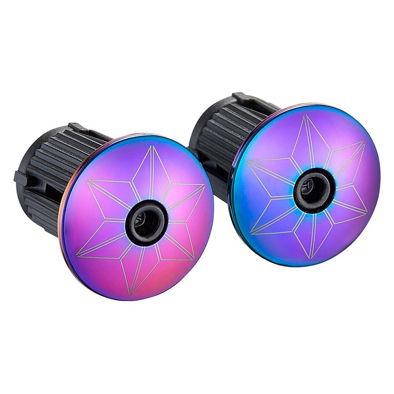 JEU DE BOUCHONS DE GUIDON SUPACAZ STAR PLUGZ ALUMINIUM RAINBOW