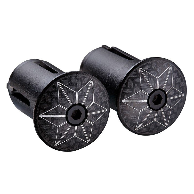 JEU DE BOUCHONS DE GUIDON SUPACAZ STAR PLUGZ ALUMINIUM NOIR CARB