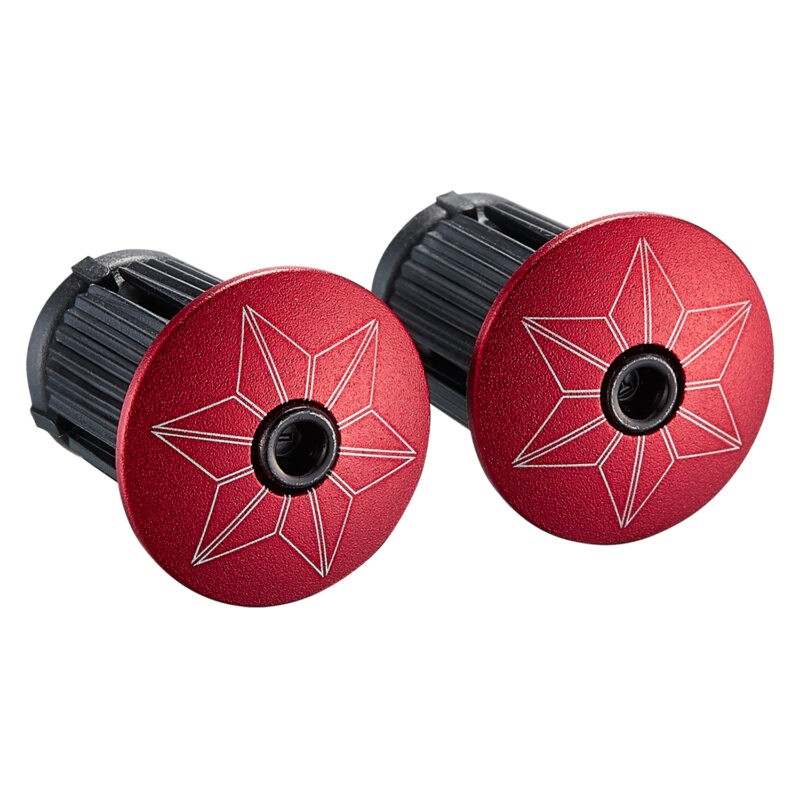JEU DE BOUCHONS DE GUIDON SUPACAZ STAR PLUGZ ALU.ROUGE