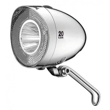 Phare LED à piles XLC Retro avec StVZO pour tous les vélos, chrome 20 Lux