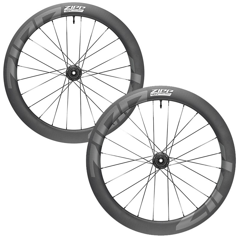 PAIRE DE ROUES ZIPP 404 FIRECREST DISC CENTERLOCK TUBELESS HOOKLESS 10/11V CARBONE