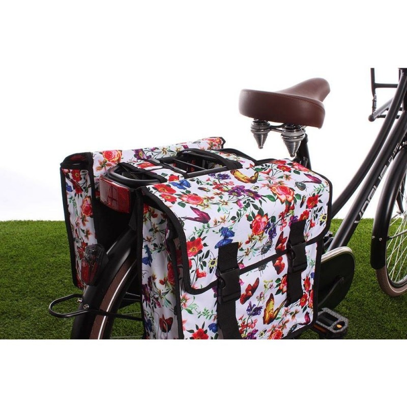 SACOCHES BASIL MARA XL A/BLANC REFLECT./FLEURS IMPER