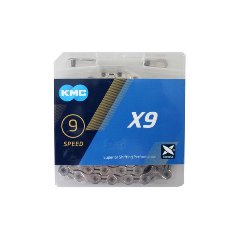 CHAINE KMC X9 114 MAILLONS 9V. CHROMÉ