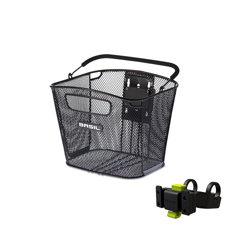PANIER A/POIGNEE AVANT.BASIL BOLD A/SUPPORT KF ACIER NOIR