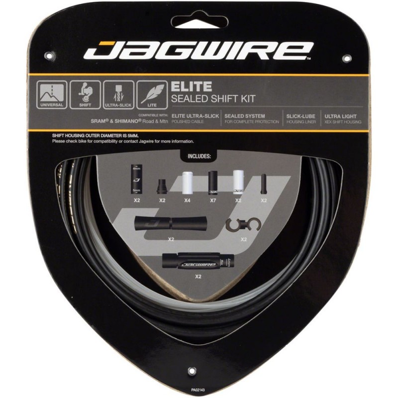 JAGWIRE ELITE KIT CÂBLE/GAINE DE DÉRAILLEUR AVANT/ARRIÈRE POUR SRAM/SHIMANO ROAD SEALED NOIR