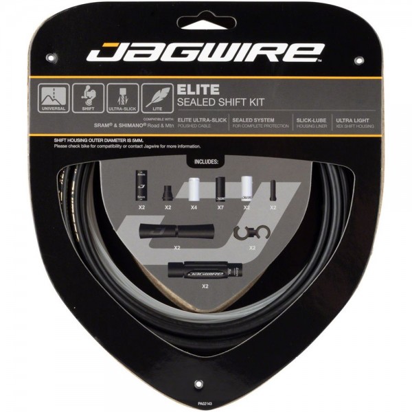 JAGWIRE ELITE KIT CÂBLE/GAINE DE DÉRAILLEUR AVANT/ARRIÈRE POUR SRAM/SHIMANO ROAD SEALED NOIR