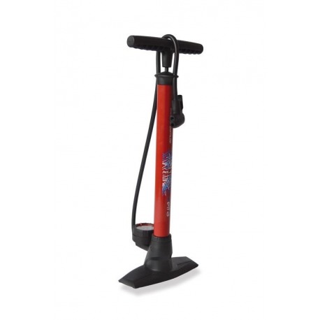 XLC Pompe à pied 'Delta' PU-S04 11 bar, avec tête double, rouge