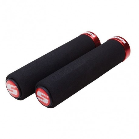 Poignées souples à vis p. Grip Shift 129mm noir avec collier rouge+butées
