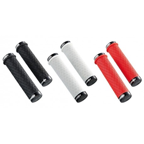 Poignées en silicone Sram c. Vis segu blanches, c. double pince et bouchon d'extrémité