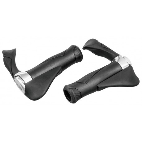 Poignées VTT-Multi-Flex 2, noir/argent 87/87 mm lg., Kraton/Gel/Alu