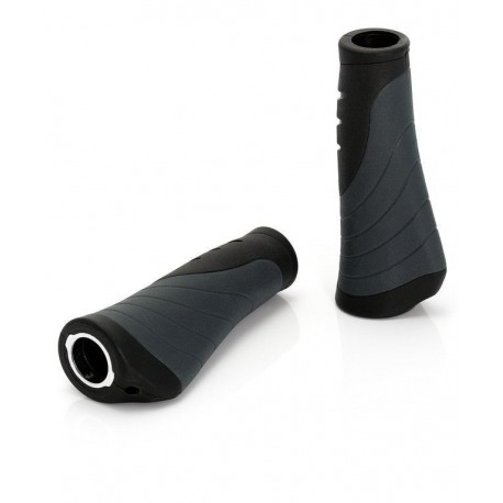 XLC Bar Grips 'Ergonomic' GR-S04 noir/gris 135mm c. vis de sécurité